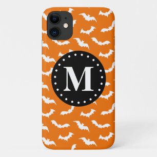 Funda Para iPhone 11 Monograma negro del patrón de murciélago de Hallow