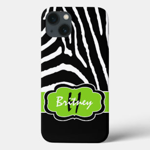 title_seo2 Monograma Negro, Lime Zebra Stripe iPad Estuche de
