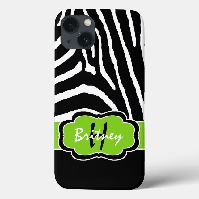 Funda De Case-Mate Para iPhone Monograma Negro, Lime Zebra Stripe iPad Estuche de (Reverso)