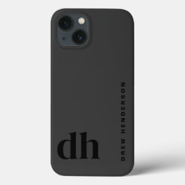 Funda Para iPhone 13 Monograma negro Minimalista moderno