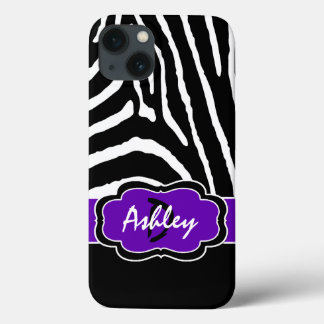 title_seo2 Monograma Negro, Purple Zebra Stripe iPad Estuche 
