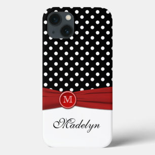 title_seo2 Monograma Negro Rojo Blanco Polka Dot iPad Aire Es