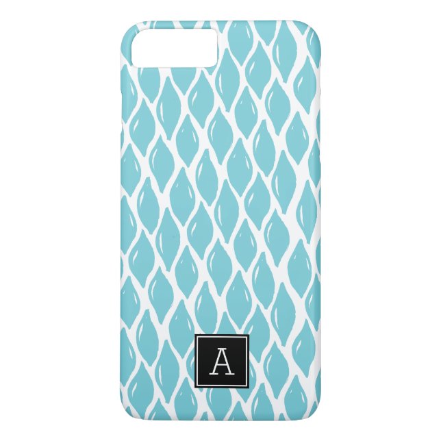 Funda De Case-Mate Para iPhone Monograma negro VERDE AZULADO AQUA Preppy AQUA Per (Reverso)