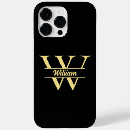 Funda Para iPhone 14 Pro Max De Case-Mate  Monograma negro y dorado | Escritura inicial eleg