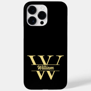 Funda Para iPhone 14 Pro Max De Case-Mate Monograma negro y dorado Escritura inicial eleg