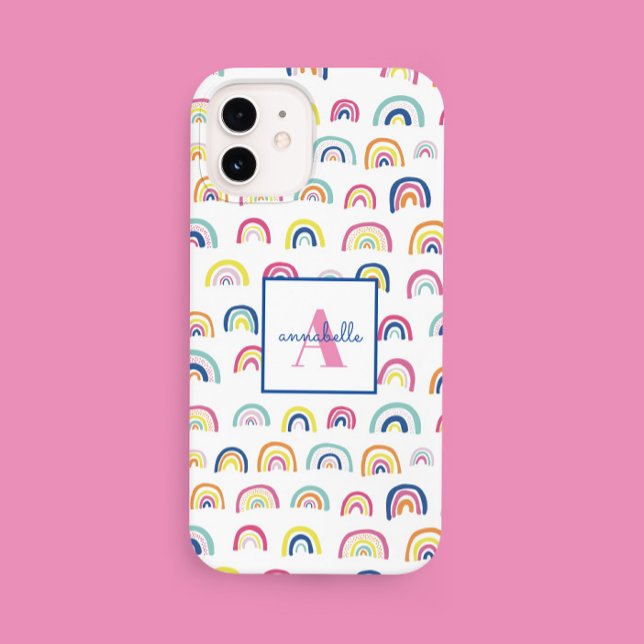 Funda De Case-Mate Para iPhone Monograma Nombre Boho Arcoíris (Subido por el creador)