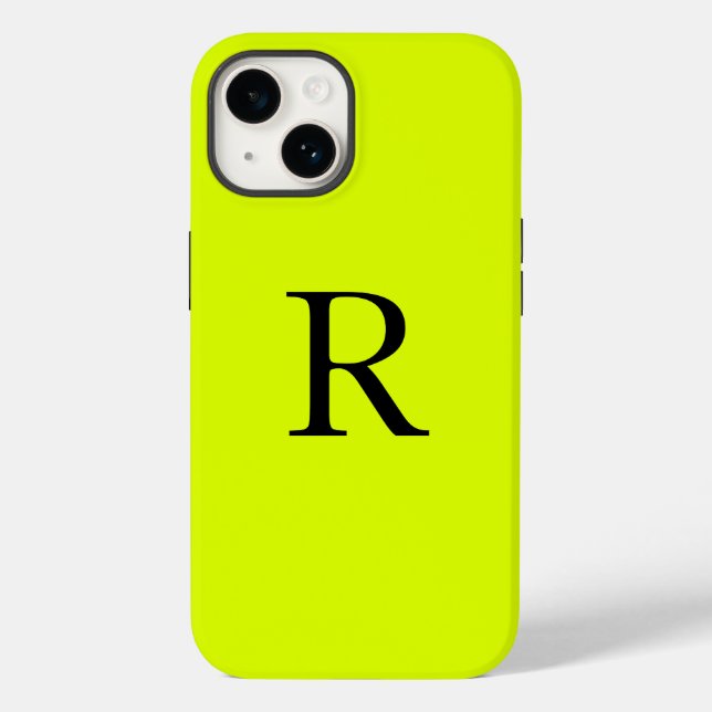 Funda De Case-Mate Para iPhone Monograma Nombre Chartreuse Fluorescente Aguja Ama (Reverso )