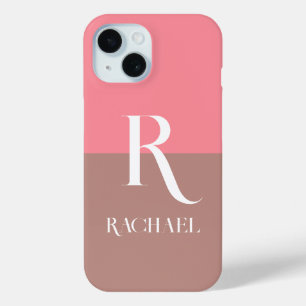Funda Para iPhone 15 Monograma Nombre moderno estilo