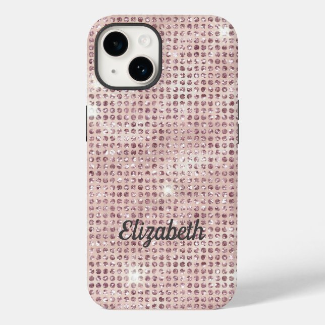 Funda De Case-Mate Para iPhone Monograma Nombre Purpurina rosa Rubor Glam Trendy (Reverso )