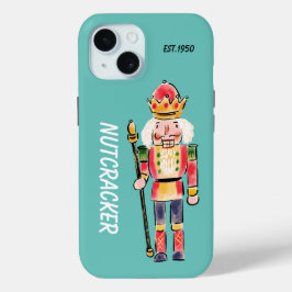 Funda Para iPhone 15 Monograma nutcracker Cutáneo acuarela Azul