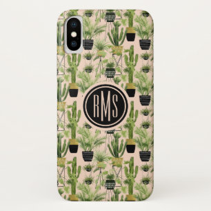Funda Para iPhone X Monograma  Oasis interior  Patrón de crianza vege