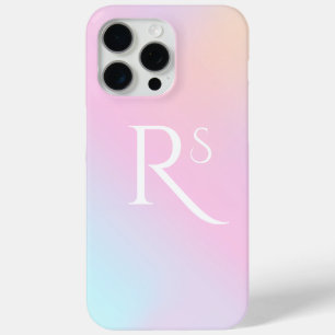Funda Para iPhone 15 Pro Max Monograma Ombre Holográfico Rosa Girona Personaliz
