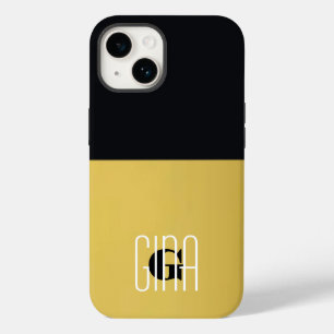 Funda Para iPhone 14 De Case-Mate Monograma Oro Negro y Bonito Giratoria Inicial