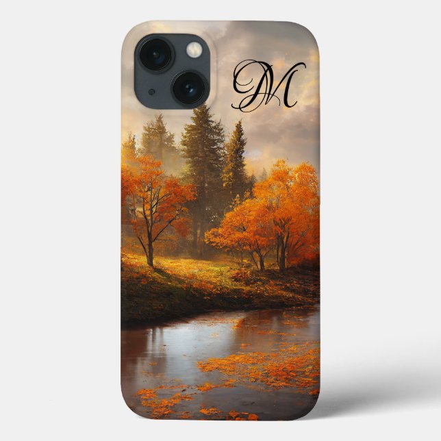 Funda De Case-Mate Para iPhone Monograma otoño otoño (Reverso)