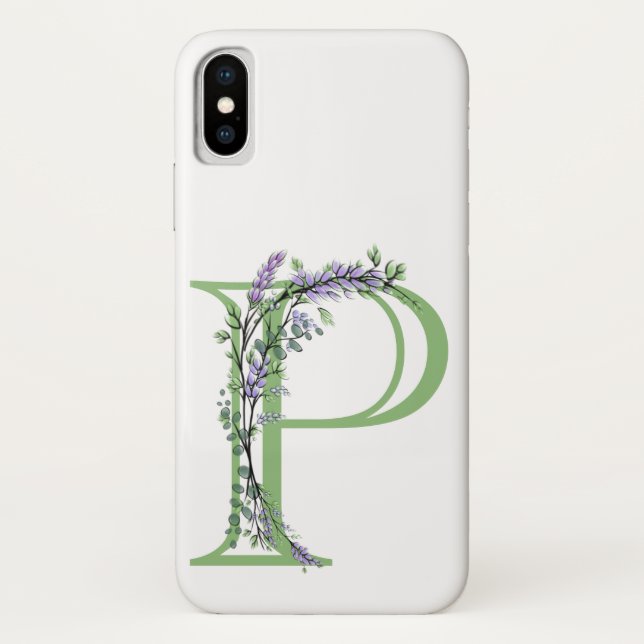 Funda De Case-Mate Para iPhone Monograma P Lavender Eucalyptus (Reverso)