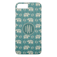Monograma| Patrón de caravana elefante Verde azula