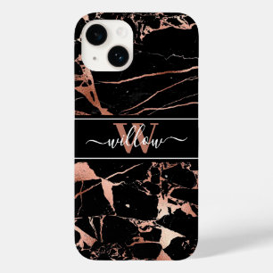Funda Para iPhone 14 De Case-Mate Monograma Patrón de mármol Rosa Oro Negro