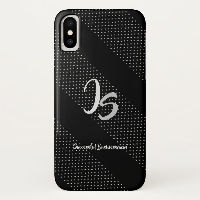 Funda De Case-Mate Para iPhone Monograma personal de plata "Exitoso empresario" (Reverso)