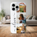 Funda Para iPhone 15 Pro Max Monograma Personalizado 3 Collage de fotos<br><div class="desc">Elegante Script Monograma Personalizado 3 Collage de fotos Estuche para iPhone</div>