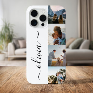 Funda Para iPhone 15 Pro Max Monograma personalizado 4 Collage de fotos