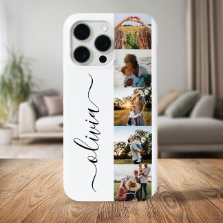 Funda Para iPhone 15 Pro Max Monograma Personalizado 5 Collage de fotos