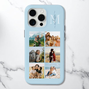 Funda Para iPhone 15 Pro Max Monograma Personalizado 6 Collage de fotos