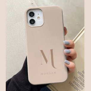 Funda Para iPhone 15 Monograma personalizado beige neutral moderno