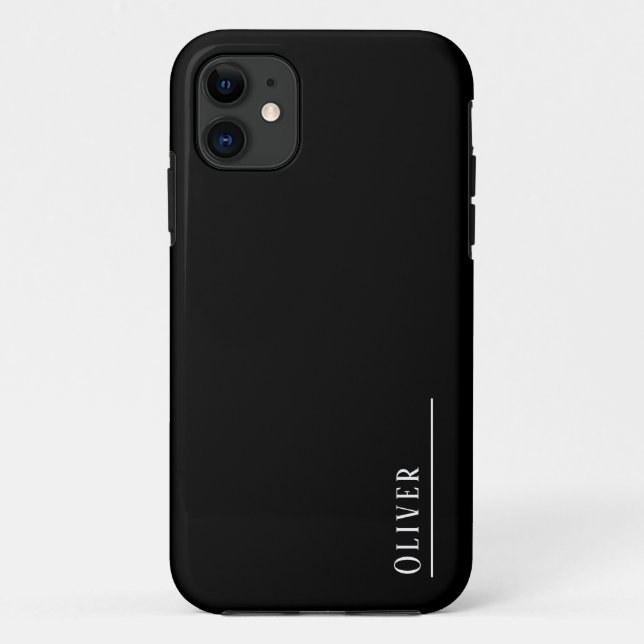 Funda De Case-Mate Para iPhone Monograma personalizado, blanco y negro moderno (Reverso)