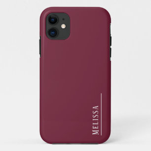 Funda Para iPhone 11 Monograma personalizado, burdeos modernos