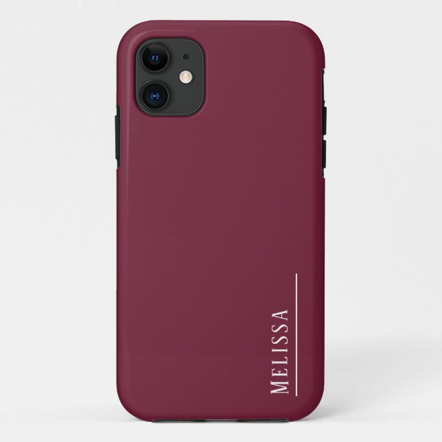Funda De Case-Mate Para iPhone Monograma personalizado, burdeos modernos (Reverso)