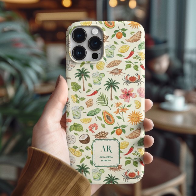 Funda De Case-Mate Para iPhone Monograma personalizado de acuarela de verano (Subido por el creador)