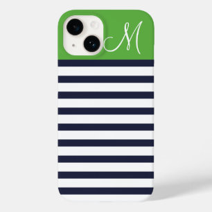 Funda Para iPhone 14 De Case-Mate Monograma Personalizado de franjas de perrito azul