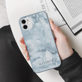 Funda Para iPhone X Monograma personalizado de la mascota de mármol az