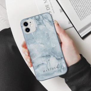 Funda Para iPhone X Monograma personalizado de la mascota de mármol az