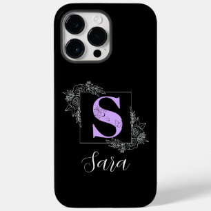 Funda Para iPhone 14 Pro Max De Case-Mate Monograma Personalizado de mariposa morada floral