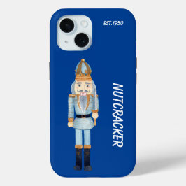 Funda Para iPhone 15 Monograma personalizado de moda nutcracker azul