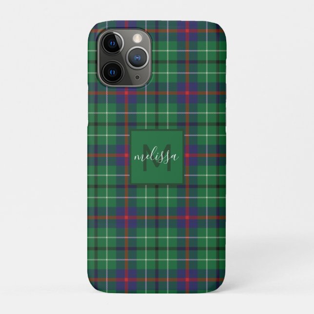 Funda De Case-Mate Para iPhone Monograma personalizado de Plaid Clan Duncan Tarta (Reverso)