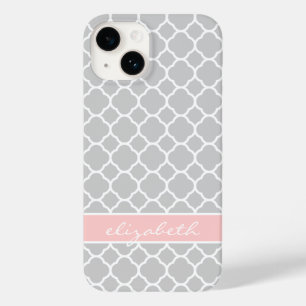 title_seo2 Monograma Personalizado de quatrefoil moderno gris