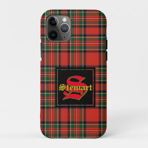 Funda Para iPhone 11 Pro Monograma personalizado de Stewart Royal Tartan Pl