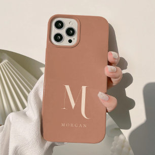 Funda Para iPhone 15 Monograma personalizado de terracota moderna terro