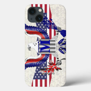 Funda Para iPhone 13 Monograma personalizado del águila Patriótica Amer