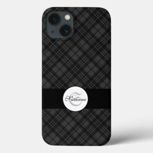 Funda Para iPhone 13 Monograma personalizado del blanco negro de moda