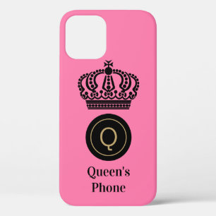 Funda Para iPhone 12 Monograma personalizado del fondo rosado del teléf