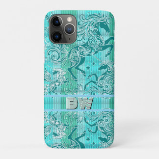 Funda Para iPhone 11 Pro Monograma personalizado del patrón de planchas de