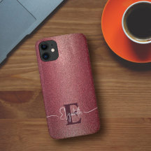 Monograma personalizado del Purpurina Girly Maroon