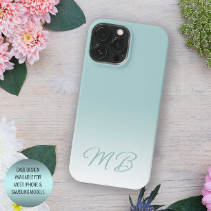 Funda Para iPhone 15 Pro Max Monograma personalizado ligero elegante verde ment