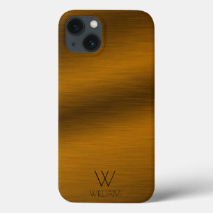 Funda Para iPhone 13 Monograma personalizado Minimalista de cobre cepil