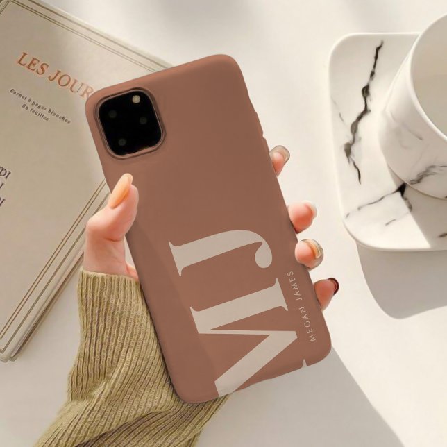 Funda De Case-Mate Para iPhone Monograma personalizado moderno de terracota (Subido por el creador)