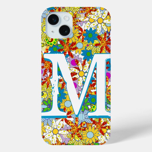 Funda De Case-Mate Para iPhone Monograma personalizado o patrón floral de nombre (Reverso )