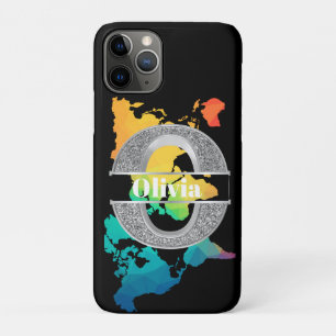 Funda Para iPhone 11 Pro Monograma personalizado o plateado inicial Su nomb